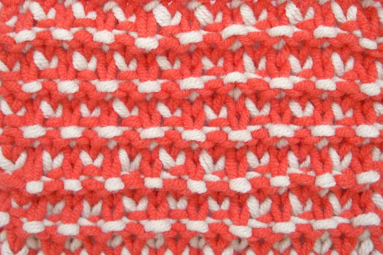textured two color slip stitch